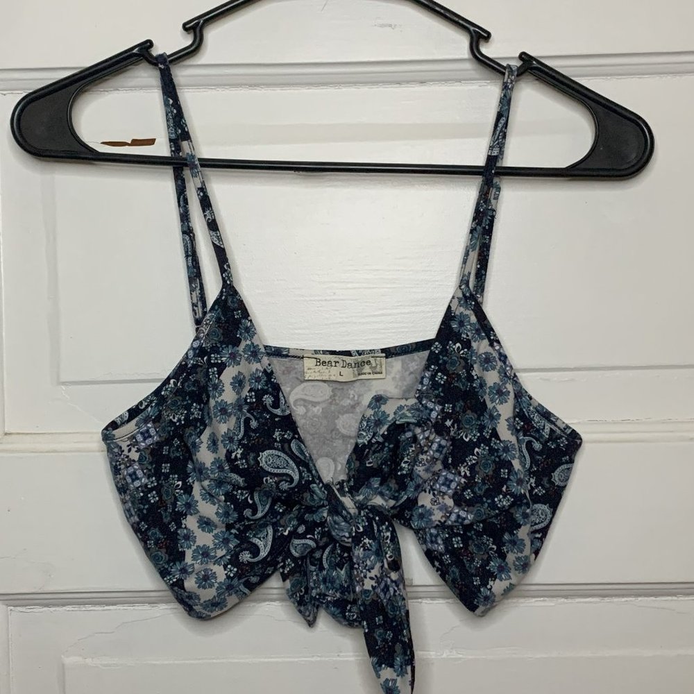 iHeartRaves Blue & White Bear Dance Rave Crop Tank Top Party Night Out Size L